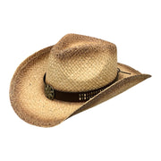 No. 570 Distressed Raffia Straw Cowboy Hat with Concho Band