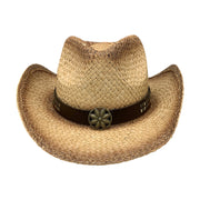 No. 570 Distressed Raffia Straw Cowboy Hat with Concho Band