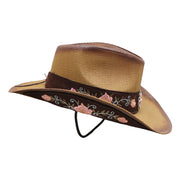 No. 640 Paper Straw Cowgirl Hat with Floral Concho Band