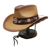 No. 640 Paper Straw Cowgirl Hat with Floral Concho Band