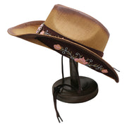 No. 640 Paper Straw Cowgirl Hat with Floral Concho Band