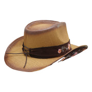 No. 640 Paper Straw Cowgirl Hat with Floral Concho Band