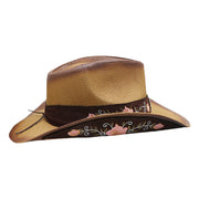 No. 640 Paper Straw Cowgirl Hat with Floral Concho Band