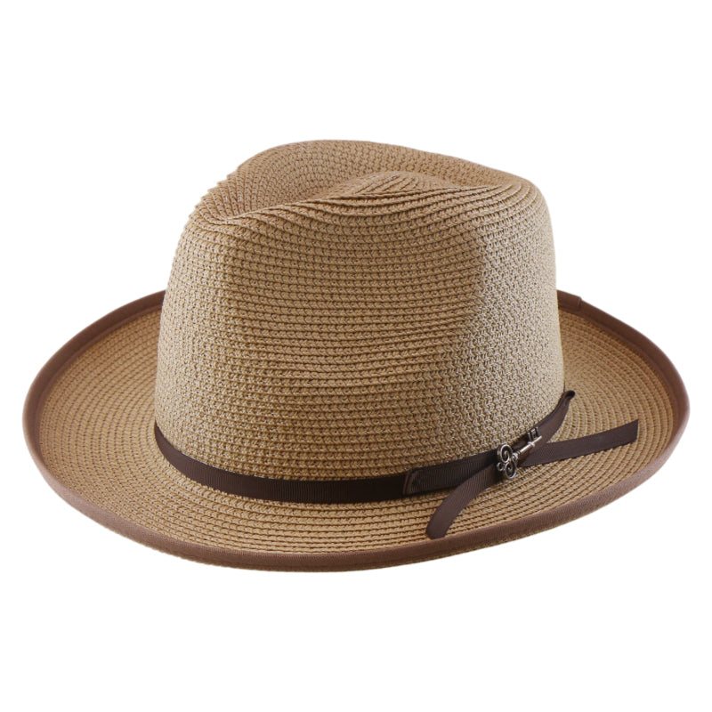 No. 673 Paper Braid Gambler Hat with Key Charm
