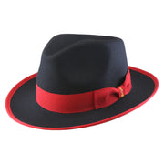 No. 697 Polyester Felt Fedora Hat with Contrast Trim