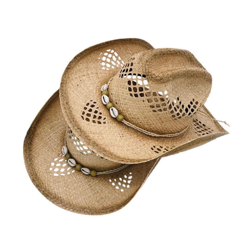No. 70 Raffia Straw Cowboy Hat with Shell Band