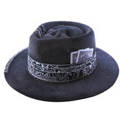 No. 724 Woolen Felt Gambler Hat with Skull-Shaped Crown and Playing Cards