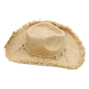 No. 74 Frayed Raffia Straw Cowboy Hat with Shell Band