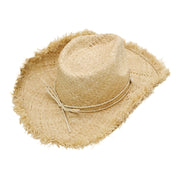 No. 74 Frayed Raffia Straw Cowboy Hat with Shell Band