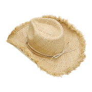 No. 74 Frayed Raffia Straw Cowboy Hat with Shell Band
