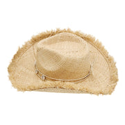 No. 74 Frayed Raffia Straw Cowboy Hat with Shell Band