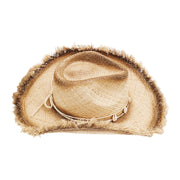No. 74 Frayed Raffia Straw Cowboy Hat with Shell Band