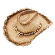 No. 74 Frayed Raffia Straw Cowboy Hat with Shell Band