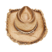 No. 74 Frayed Raffia Straw Cowboy Hat with Shell Band