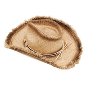 No. 74 Frayed Raffia Straw Cowboy Hat with Shell Band