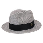 No. 756 Paper Braid Fedora Hat with Medallion Pin