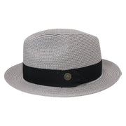 No. 756 Paper Braid Fedora Hat with Medallion Pin