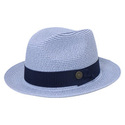 No. 756 Paper Braid Fedora Hat with Medallion Pin