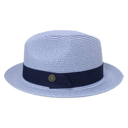 No. 756 Paper Braid Fedora Hat with Medallion Pin
