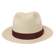 No. 756 Paper Braid Fedora Hat with Medallion Pin