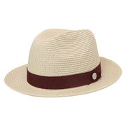 No. 756 Paper Braid Fedora Hat with Medallion Pin