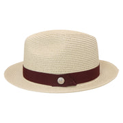 No. 756 Paper Braid Fedora Hat with Medallion Pin