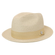 No. 756 Paper Braid Fedora Hat with Medallion Pin