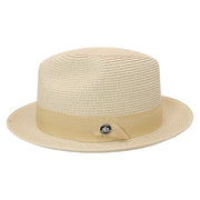 No. 756 Paper Braid Fedora Hat with Medallion Pin
