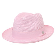 No. 756 Paper Braid Fedora Hat with Medallion Pin