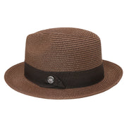 No. 756 Paper Braid Fedora Hat with Medallion Pin