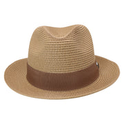 No. 756 Paper Braid Fedora Hat with Medallion Pin