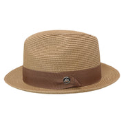 No. 756 Paper Braid Fedora Hat with Medallion Pin