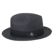No. 756 Paper Braid Fedora Hat with Medallion Pin
