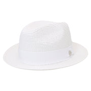 No. 756 Paper Braid Fedora Hat with Medallion Pin