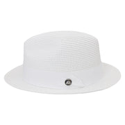No. 756 Paper Braid Fedora Hat with Medallion Pin