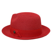 No. 756 Paper Braid Fedora Hat with Medallion Pin