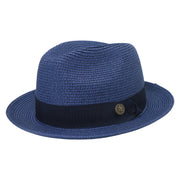 No. 756 Paper Braid Fedora Hat with Medallion Pin