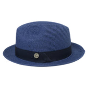 No. 756 Paper Braid Fedora Hat with Medallion Pin