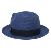 No. 756 Paper Braid Fedora Hat with Medallion Pin