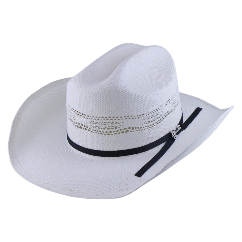 Woven Paper Straw Cowboy Fedora Hat Handwoven Stiff Brim Western Style Roll Brim Sun Hat for Men and Women