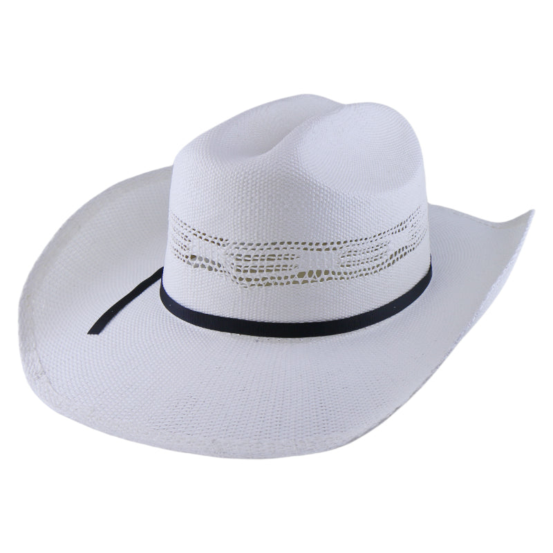 Woven Paper Straw Cowboy Fedora Hat Handwoven Stiff Brim Western Style Roll Brim Sun Hat for Men and Women