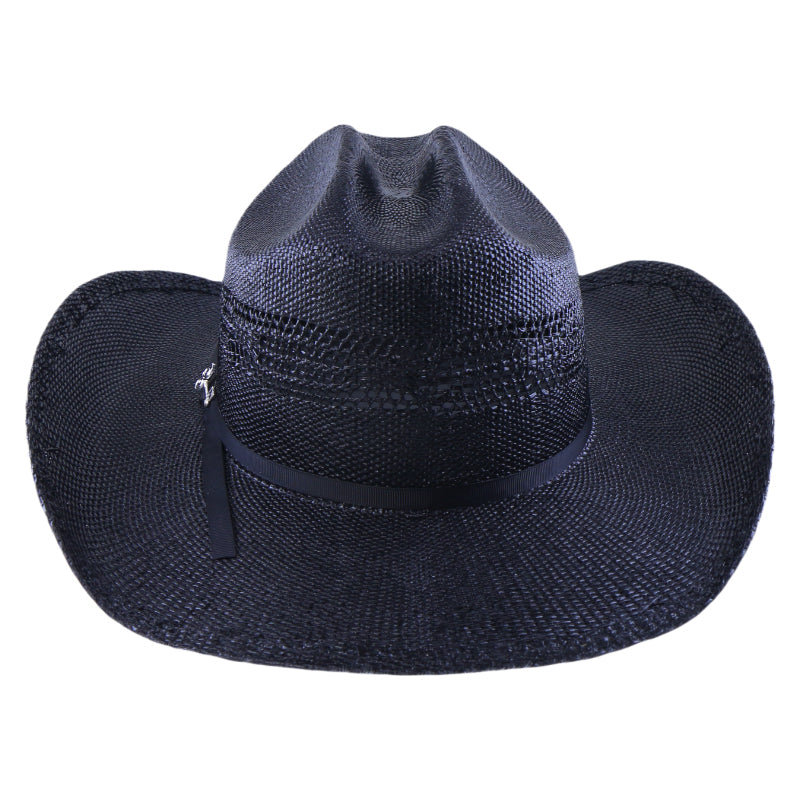 Woven Paper Straw Cowboy Fedora Hat Handwoven Stiff Brim Western Style Roll Brim Sun Hat for Men and Women