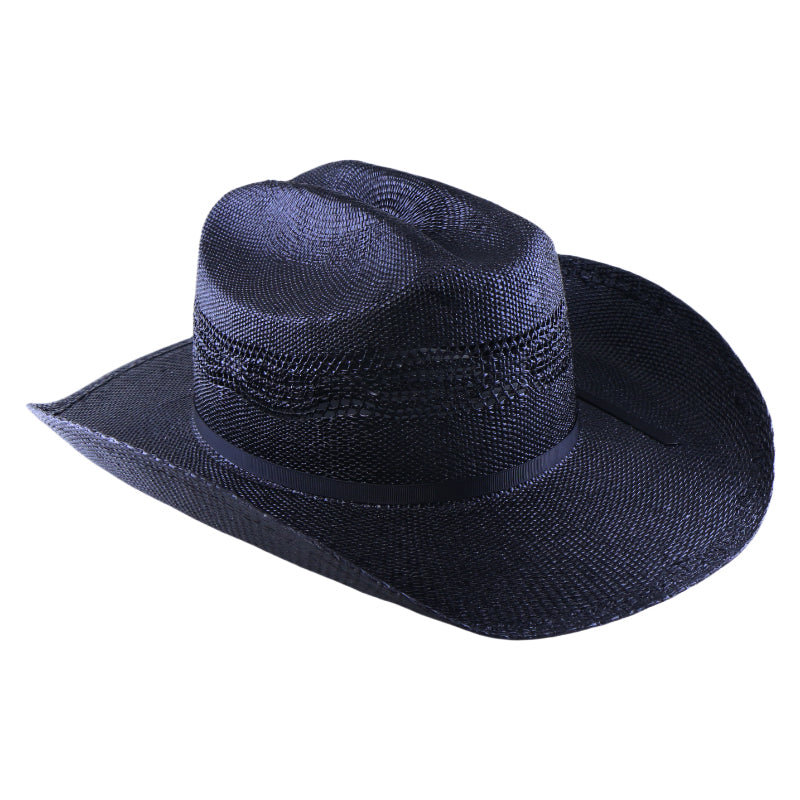 Woven Paper Straw Cowboy Fedora Hat Handwoven Stiff Brim Western Style Roll Brim Sun Hat for Men and Women