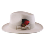 No. 782 Polyester Felt Fedora Hat with Feather Accent