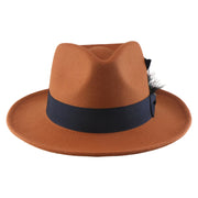 No. 782 Polyester Felt Fedora Hat with Feather Accent