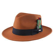 No. 782 Polyester Felt Fedora Hat with Feather Accent