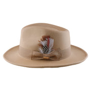 No. 782 Polyester Felt Fedora Hat with Feather Accent
