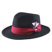 No. 782 Polyester Felt Fedora Hat with Feather Accent