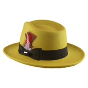 No. 782 Polyester Felt Fedora Hat with Feather Accent