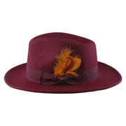 No. 782 Polyester Felt Fedora Hat with Feather Accent